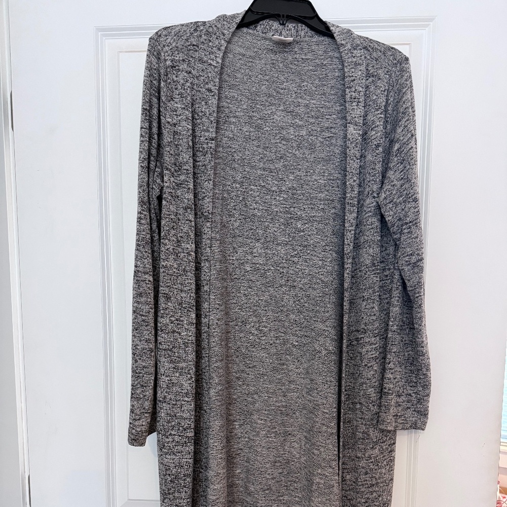 Hello Mello Grey cardigan open front sweater with pockets Womens Size M